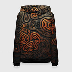 Толстовка-худи женская Асимметричный паттерн в викингском стиле, цвет: 3D-черный