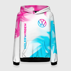 Толстовка-худи женская Volkswagen neon gradient style вертикально, цвет: 3D-черный