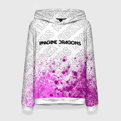 Толстовка-худи женская Imagine Dragons rock legends посередине, цвет: 3D-белый