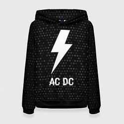 Толстовка-худи женская AC DC glitch на темном фоне, цвет: 3D-черный