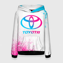 Толстовка-худи женская Toyota neon gradient style, цвет: 3D-черный