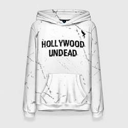 Толстовка-худи женская Hollywood Undead glitch на светлом фоне посередине, цвет: 3D-белый