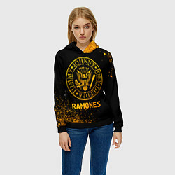 Толстовка-худи женская Ramones - gold gradient, цвет: 3D-черный — фото 2