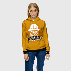 Толстовка-худи женская Basketball - кольцо и мяч, цвет: 3D-черный — фото 2
