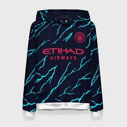 Толстовка-худи женская Манчестер Сити форма 23-24 третья, цвет: 3D-белый