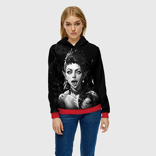 Женская толстовка Карлах ахегао - Baldurs gate 3 / 3D-Красный – фото 3