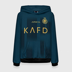 Толстовка-худи женская ФК Аль Наср форма 23-24 гостевая, цвет: 3D-черный