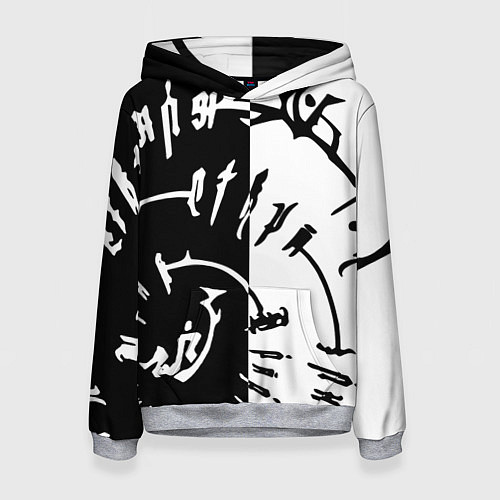 Женская толстовка Астарион - знак на спине чб / 3D-Меланж – фото 1