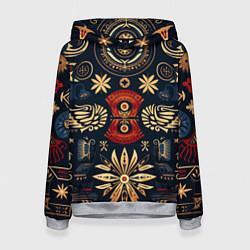 Толстовка-худи женская Узор в славянском стиле, цвет: 3D-меланж