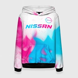 Толстовка-худи женская Nissan neon gradient style посередине, цвет: 3D-черный