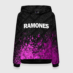 Толстовка-худи женская Ramones rock legends посередине, цвет: 3D-черный
