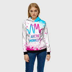 Толстовка-худи женская Arctic Monkeys neon gradient style, цвет: 3D-черный — фото 2