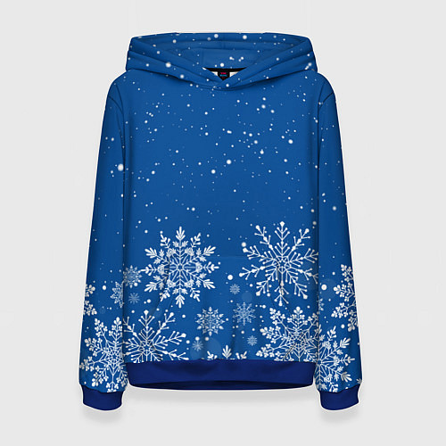 Женская толстовка Текстура снежинок на синем фоне / 3D-Синий – фото 1
