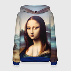 Толстовка-худи женская Нейросеть - азиатская Мона Лиза, цвет: 3D-синий