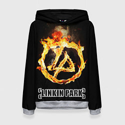 Толстовка-худи женская Linkin Park - fire logo, цвет: 3D-меланж