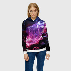 Толстовка-худи женская Стеклянный камень с фиолетовой подсветкой, цвет: 3D-белый — фото 2