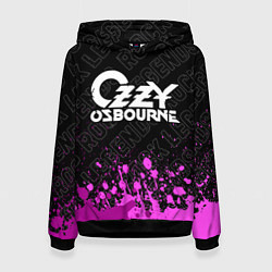 Толстовка-худи женская Ozzy Osbourne rock legends посередине, цвет: 3D-черный