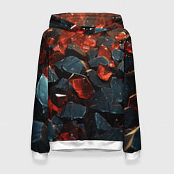 Толстовка-худи женская Красные и черные плиты, цвет: 3D-белый