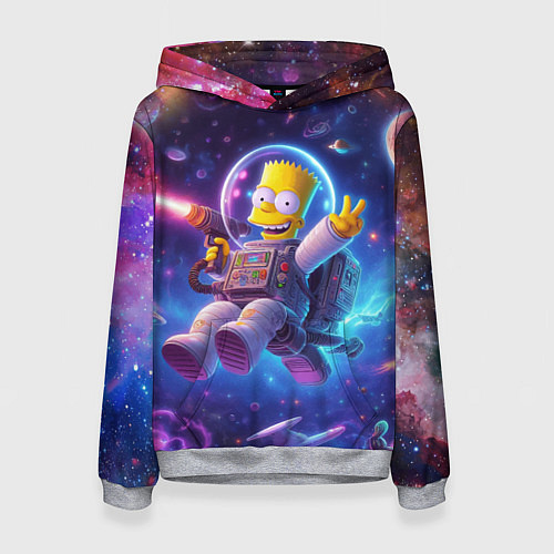Женская толстовка Барт Симпсон с лазерным пистолетом в космосе / 3D-Меланж – фото 1