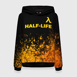 Толстовка-худи женская Half-Life - gold gradient посередине, цвет: 3D-черный