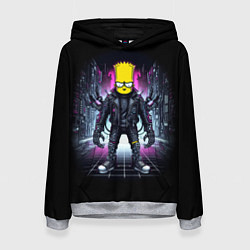 Толстовка-худи женская Cool Bart Simpson - cyberpunk - ai art, цвет: 3D-меланж