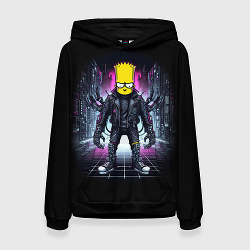 Женская толстовка Cool Bart Simpson - cyberpunk - ai art / 3D-Черный – фото 1