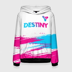 Толстовка-худи женская Destiny neon gradient style посередине, цвет: 3D-черный