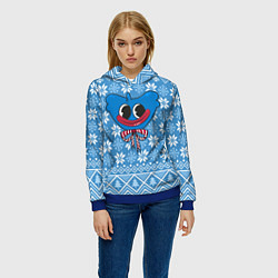 Толстовка-худи женская Huggy Wuggy christmas sweater, цвет: 3D-синий — фото 2