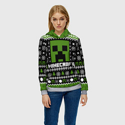 Толстовка-худи женская Minecraft christmas sweater, цвет: 3D-меланж — фото 2