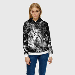 Толстовка-худи женская Зимний лес узоры, цвет: 3D-белый — фото 2