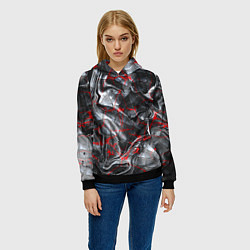 Толстовка-худи женская Красные узоры, цвет: 3D-черный — фото 2