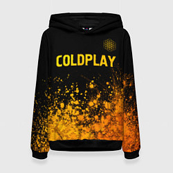 Толстовка-худи женская Coldplay - gold gradient посередине, цвет: 3D-черный
