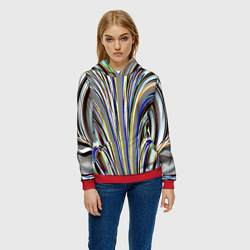 Женская толстовка Струйчатый перламутровый узор / 3D-Красный – фото 3