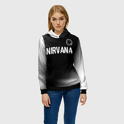 Толстовка-худи женская Nirvana glitch на темном фоне посередине, цвет: 3D-черный — фото 2
