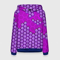 Толстовка-худи женская Фиолетовая энерго-броня из шестиугольников, цвет: 3D-синий