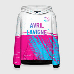 Толстовка-худи женская Avril Lavigne neon gradient style посередине, цвет: 3D-черный