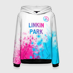 Толстовка-худи женская Linkin Park neon gradient style посередине, цвет: 3D-черный
