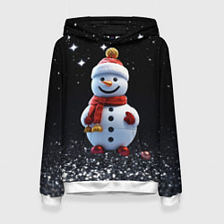 Толстовка-худи женская Милый снеговик на Рождество, цвет: 3D-белый