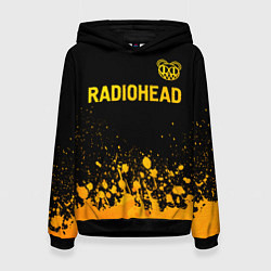 Толстовка-худи женская Radiohead - gold gradient посередине, цвет: 3D-черный