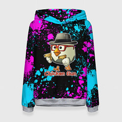 Толстовка-худи женская Chicken gun - neon, цвет: 3D-меланж