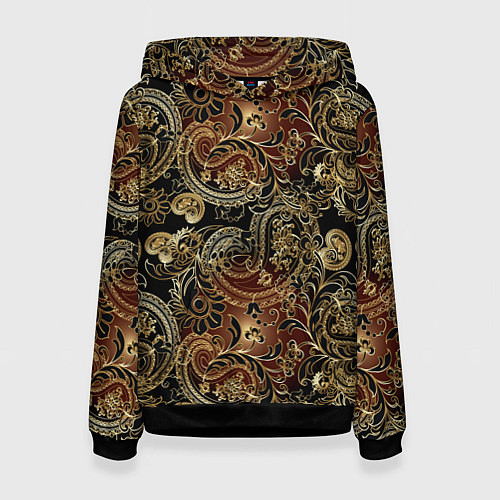 Женская толстовка Золотые узоры пейсли / 3D-Черный – фото 1