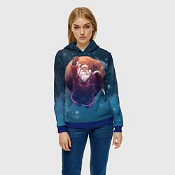 Толстовка-худи женская Летящий Санта, цвет: 3D-синий — фото 2