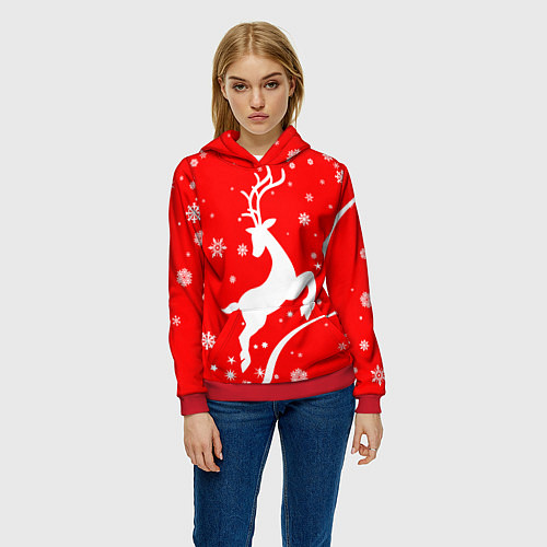 Женская толстовка Christmas deer / 3D-Красный – фото 3