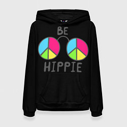 Толстовка-худи женская Be hippie, цвет: 3D-черный