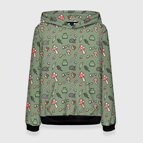 Женская толстовка Goblincore - паттерн / 3D-Черный – фото 1