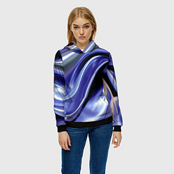 Толстовка-худи женская Синяя вязкая абстракция, цвет: 3D-черный — фото 2