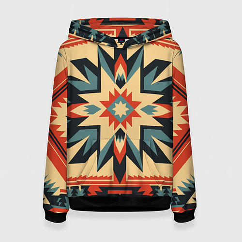 Женская толстовка Орнамент в стиле американских индейцев / 3D-Черный – фото 1