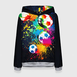 Женская толстовка Разноцветные футбольные мячи