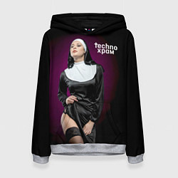 Толстовка-худи женская Techno храм монашка в чулках, цвет: 3D-меланж
