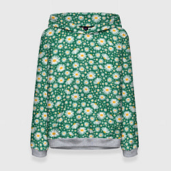 Толстовка-худи женская Ромашки луговые, цвет: 3D-меланж